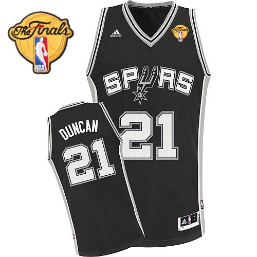 Men's  Spurs #21 Tim Duncan 2014 NBA Finals Road Black Jersey